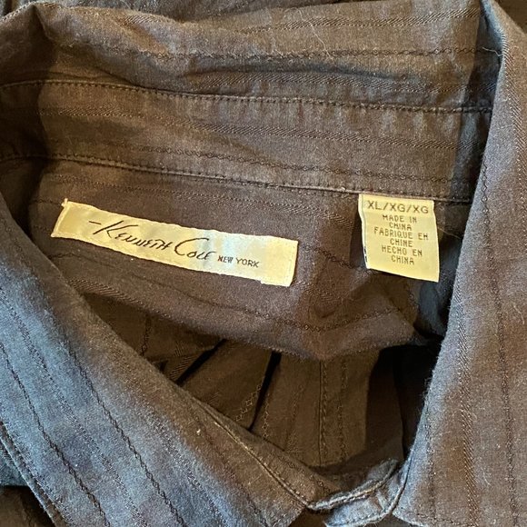 3 for 20$, Kenneth Cole Men 100% Cotton Black Stripe Button Up Shirt Size XL - Picture 6 of 9